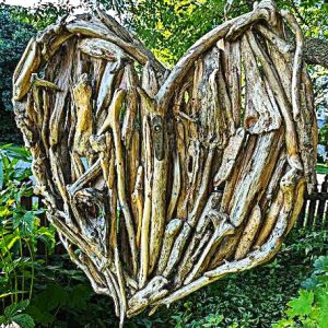 Grand Coeur en bois flotté